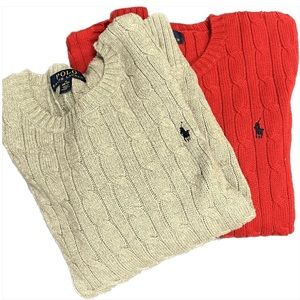 Lot of two boys Polo Ralph Lauren cable-knit sweaters size medium (10-12)